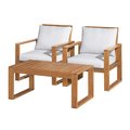 Alaterre Furniture Grafton Eucalyptus Wood Conversation Set with Two Chairs and Rectangle Coffee Table, Set of 3 ANGT0114EBO